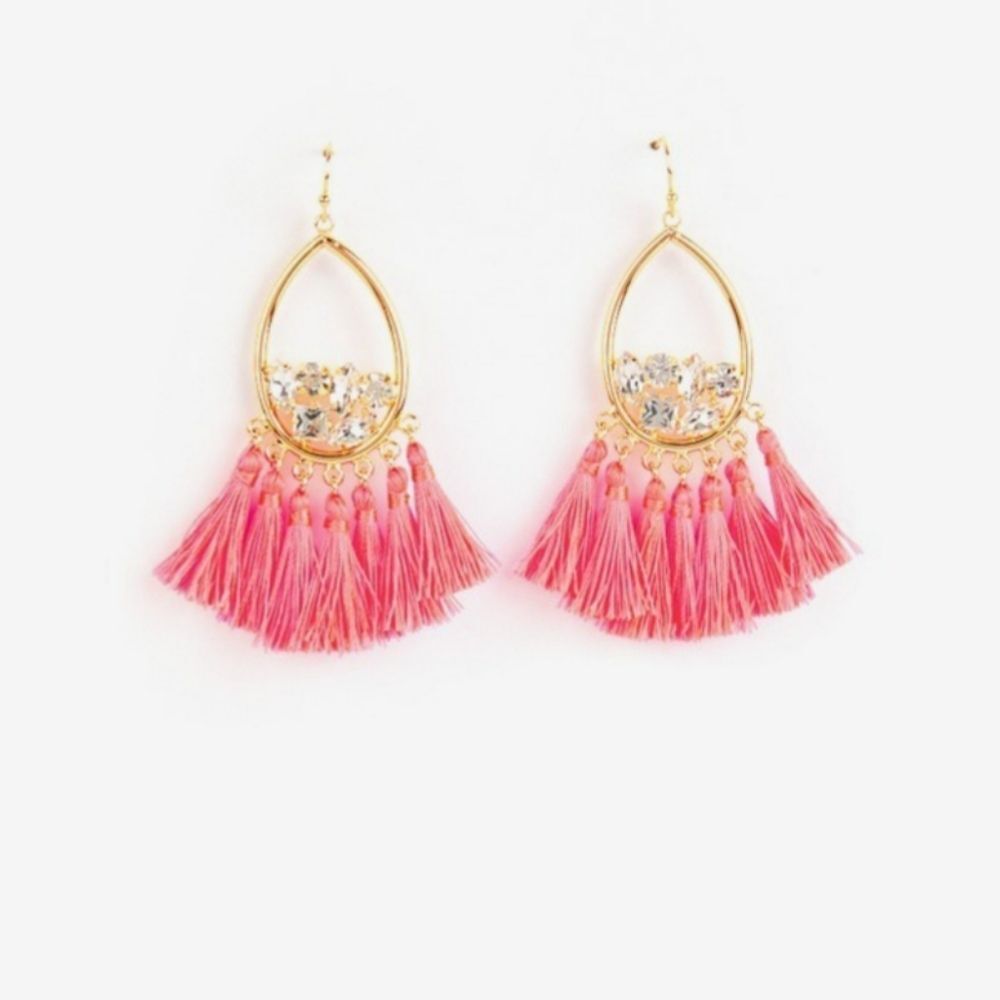 🌟Final Price | Neon Fringe Earrings | Pink | OS